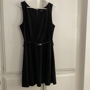 Womens Belted Black George Dress, Sz L (12-14)